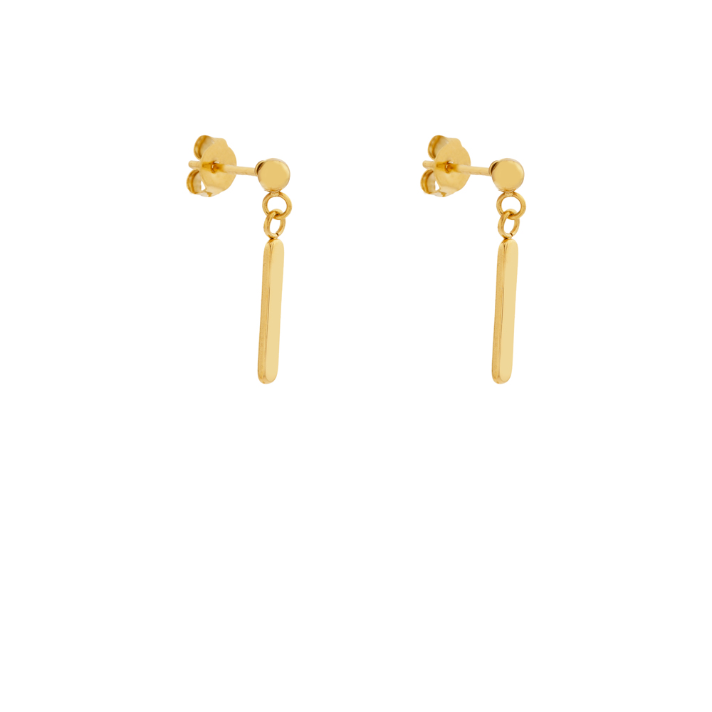 Stud earrings with charm bar gold