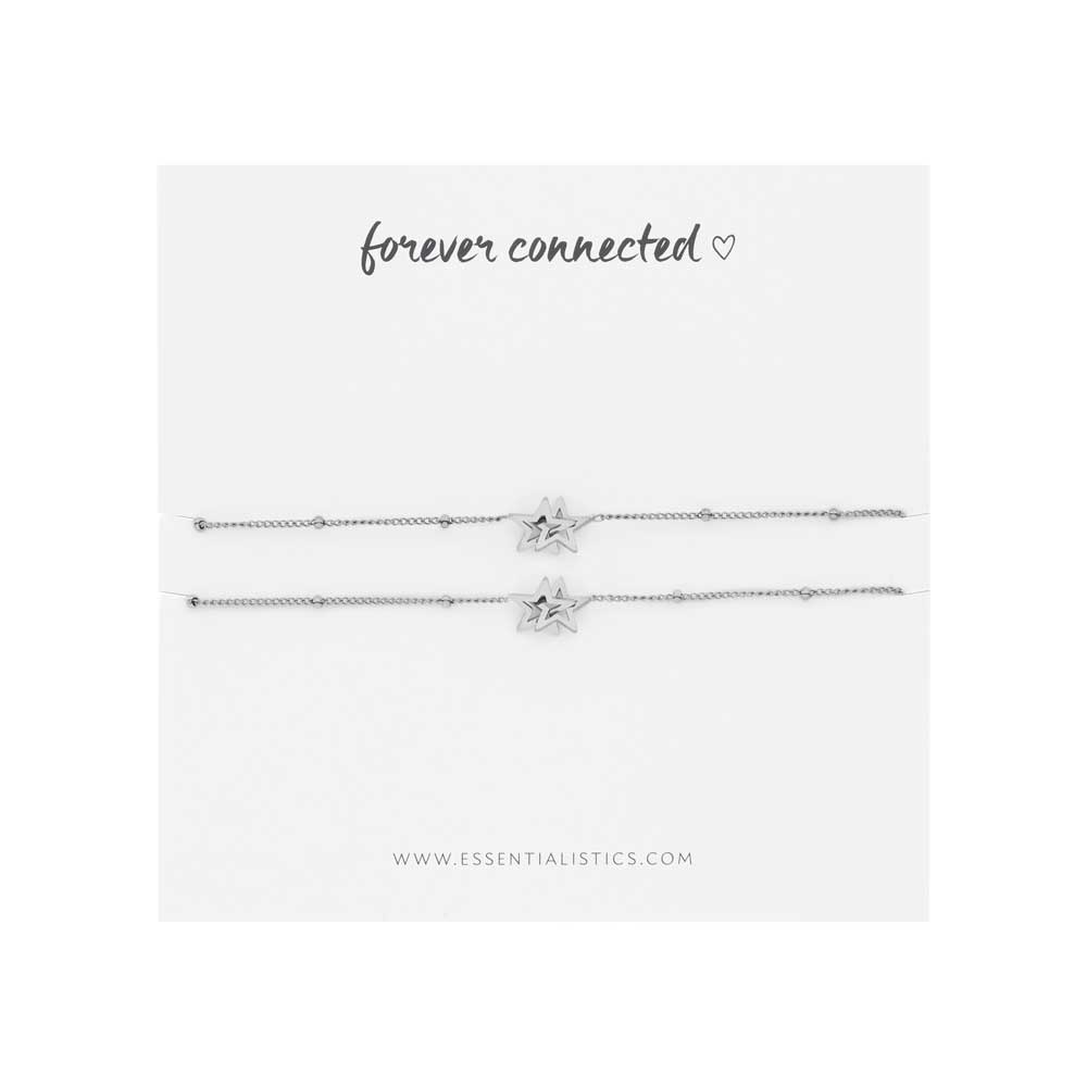 Bracelet set share - forever connected - stars - silver