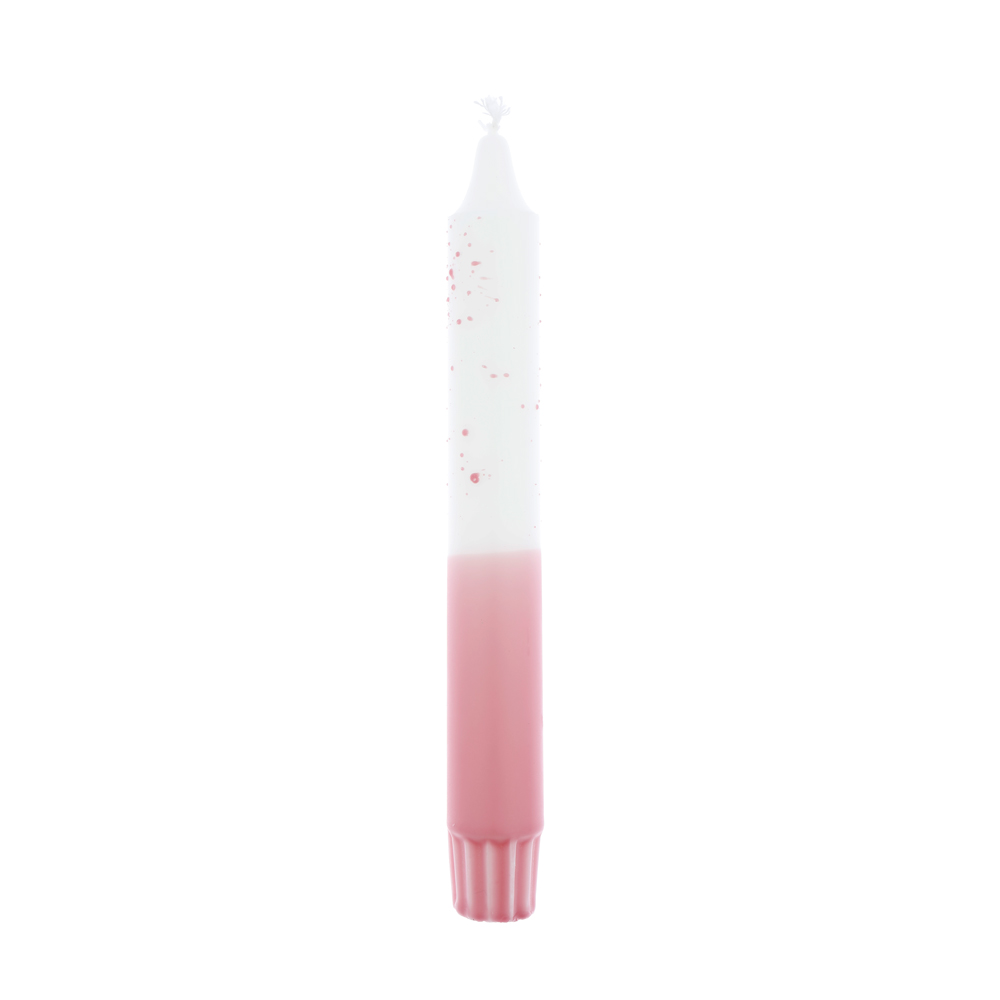 Dip dye confetti dinner candle white/light pink