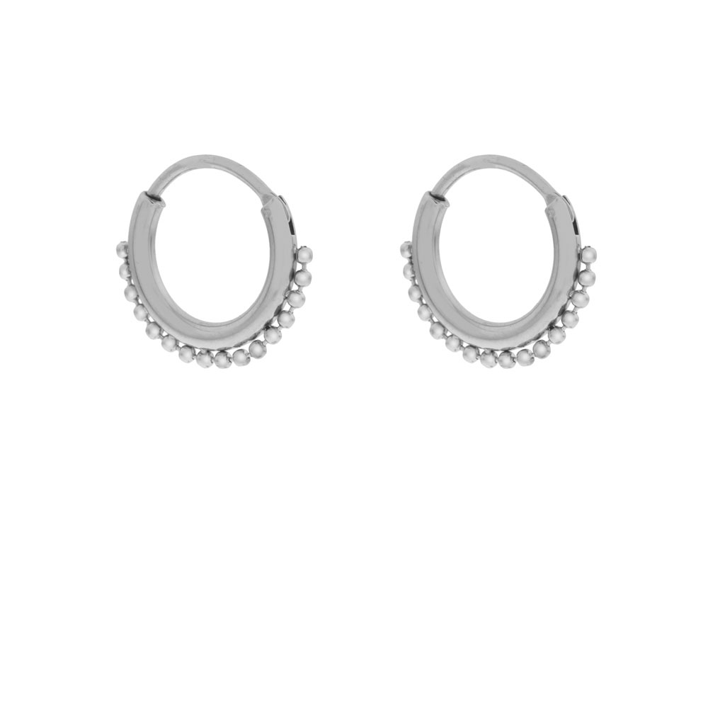 Earrings hoop dotted line silver