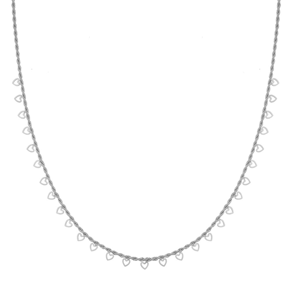 Ketting met veel open hartjes zilver Ketting met veel open hartjes zilver