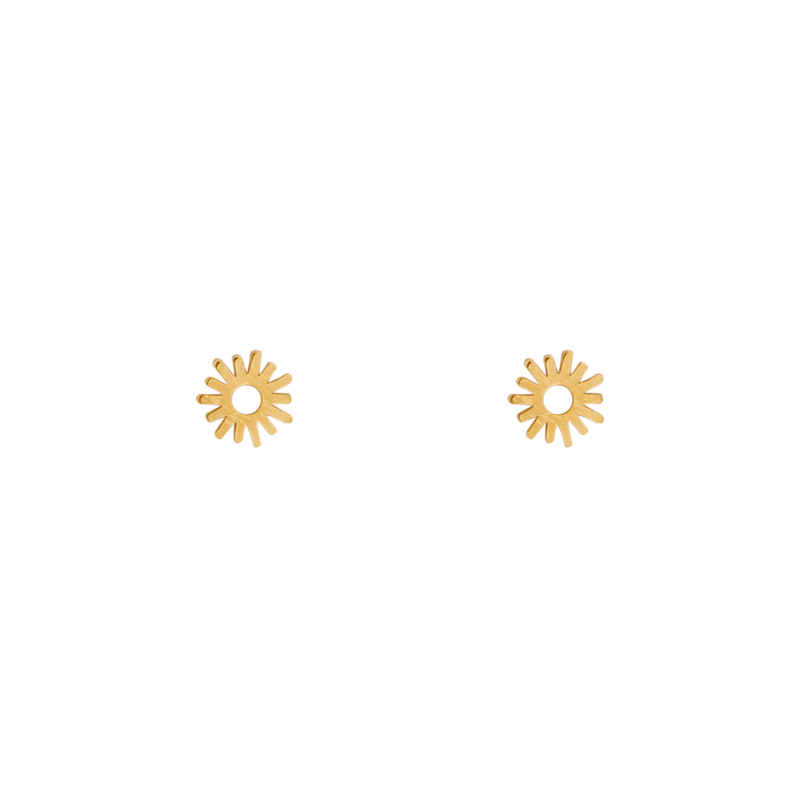 Stud earrings open sun gold