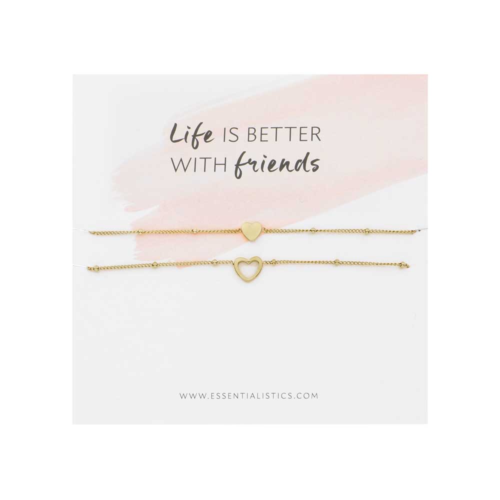 Bracelet set share - friends - hearts - gold