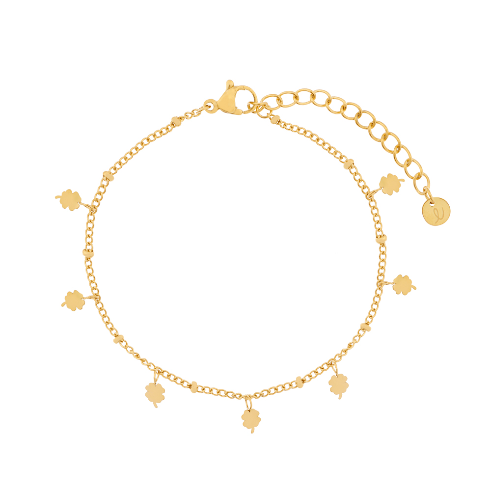 Armband vol met klavertjes goud