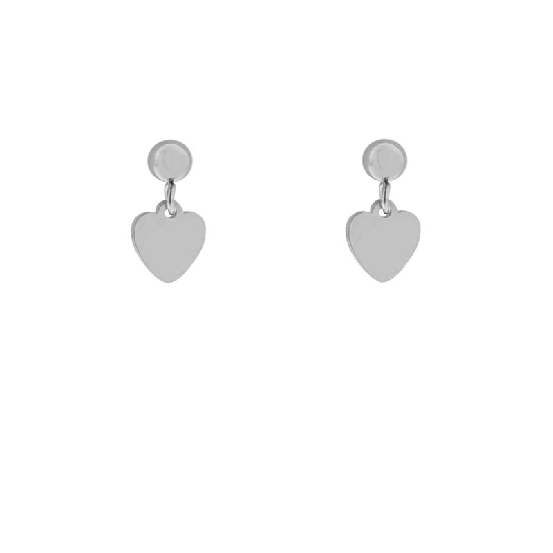 Stud earrings with charm heart silver