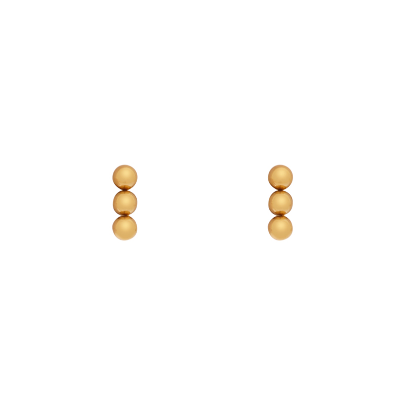 Stud earrings dots in a row gold