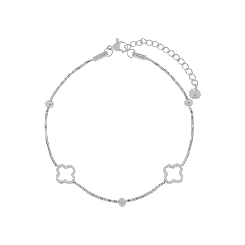 Armband balletjes en klavertjes zilver Armband balletjes en klavertjes zilver