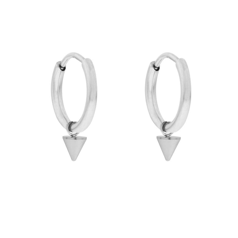 Oorbellen groot met hanger hoorn zilver Oorbellen groot met hanger hoorn zilver