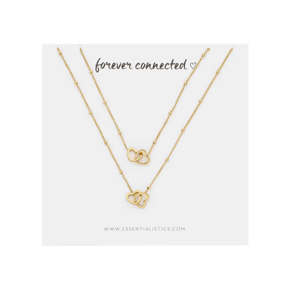 Ketting set om te delen - Forever connected - hartjes - goud Ketting set om te delen - Forever connected - hartjes - goud