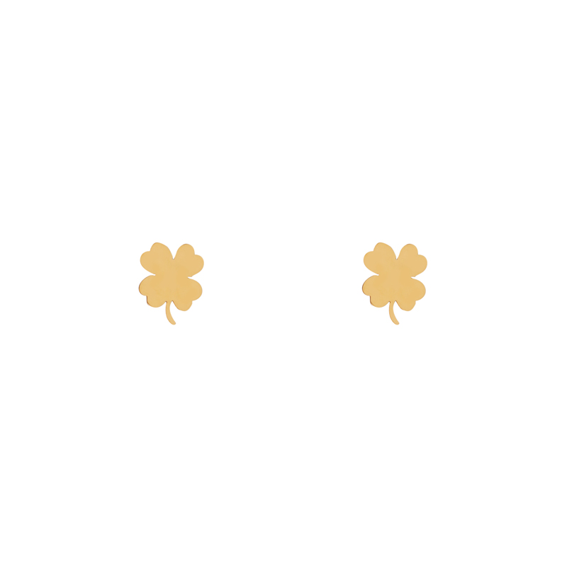 Stud earrings clover gold