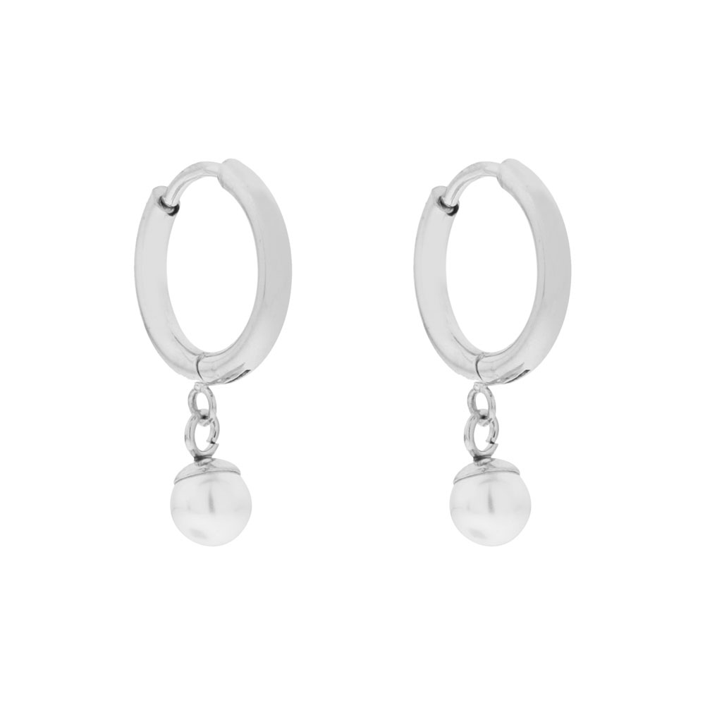 Oorbellen groot met hanger parel zilver Oorbellen groot met hanger parel zilver