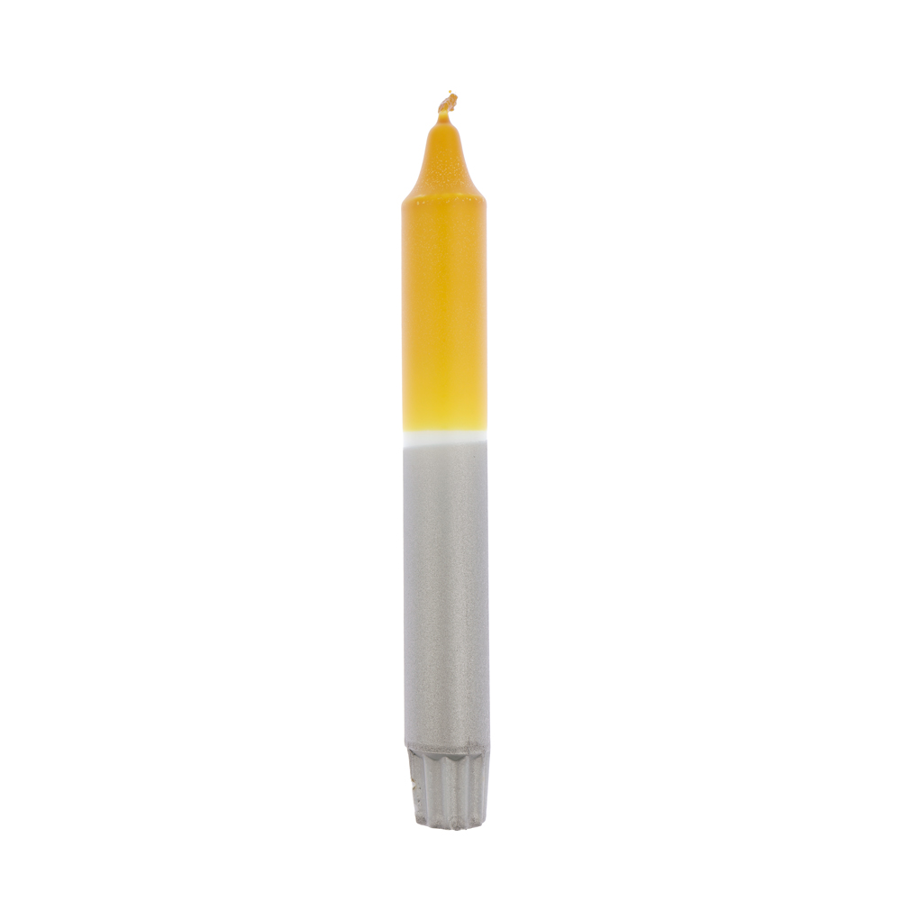 Dip dye dinner candle ochre white silver