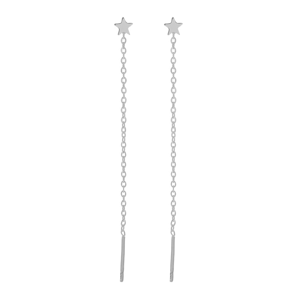Stud threader earrings star silver