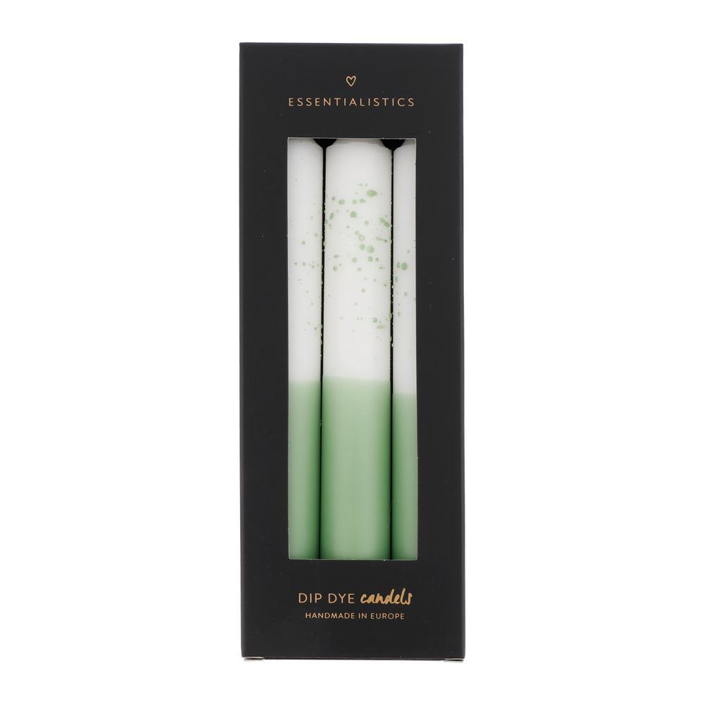 Dip dye confetti dinner candle 3 pieces white light green