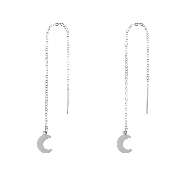 Threader earrings moon silver