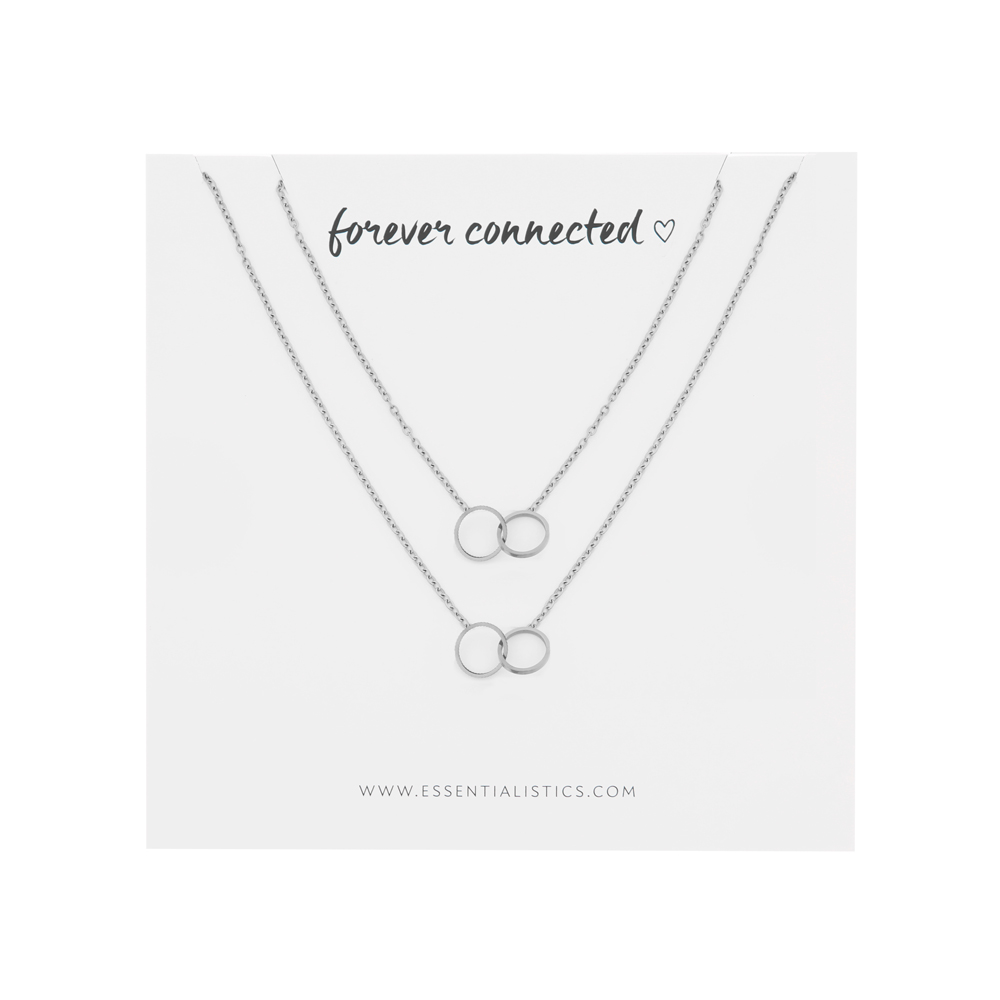 Ketting set om te delen - Forever connected - rondjes - zilver Ketting set om te delen - Forever connected - rondjes - zilver
