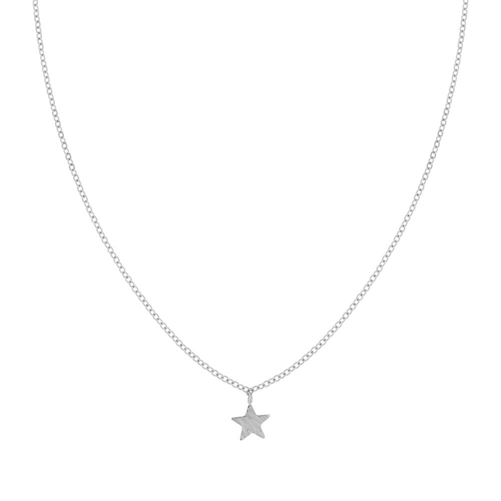 Necklace textured star silver