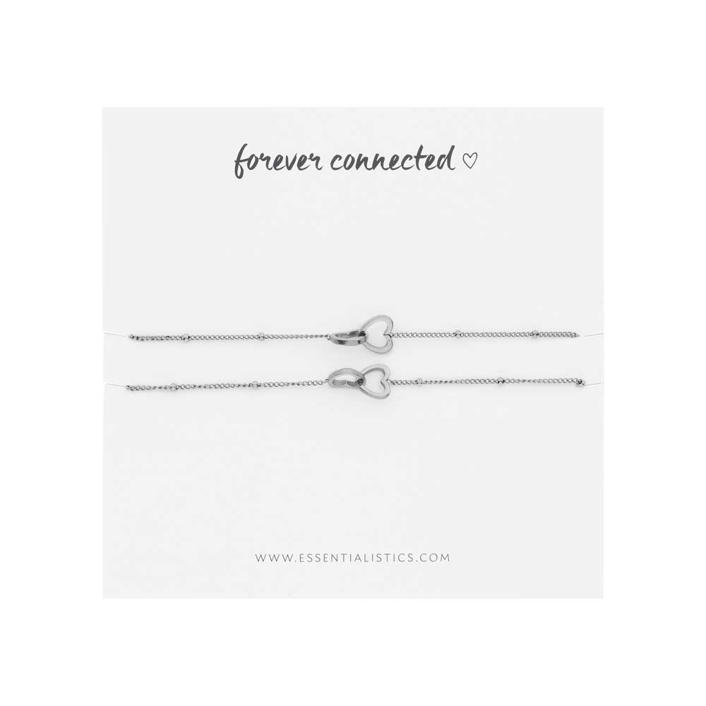 Bracelet set share - forever connected - hearts - silver