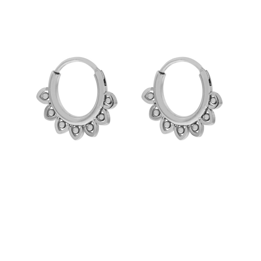 Earrings hoop baroque silver
